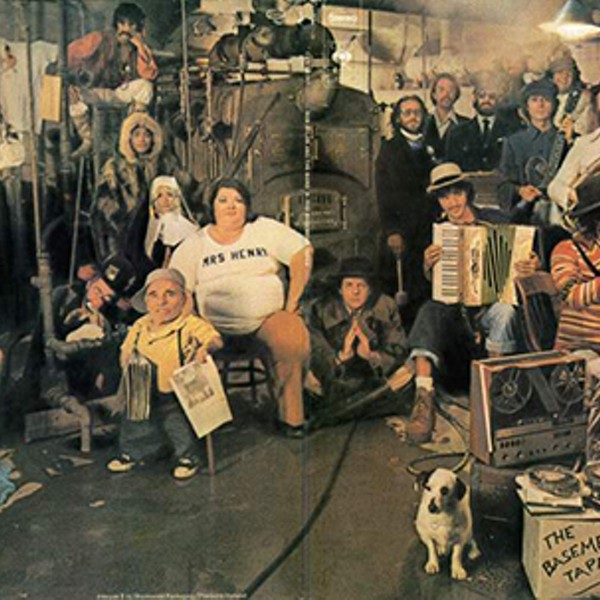 Album cover for The Basement Tapes, a collaboration between Bob Dylan and the Band.