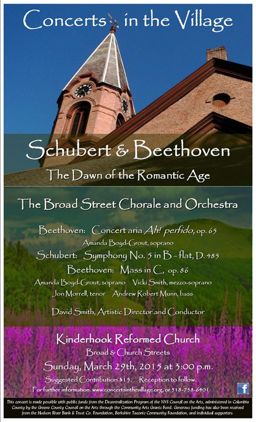 Concerts in the Village, Kinderhook: Schubert and Beethoven on March 29th