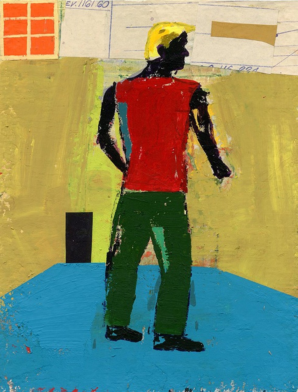 "Standing," 2014, gouache & collage elements, 9 x 6.8 inches