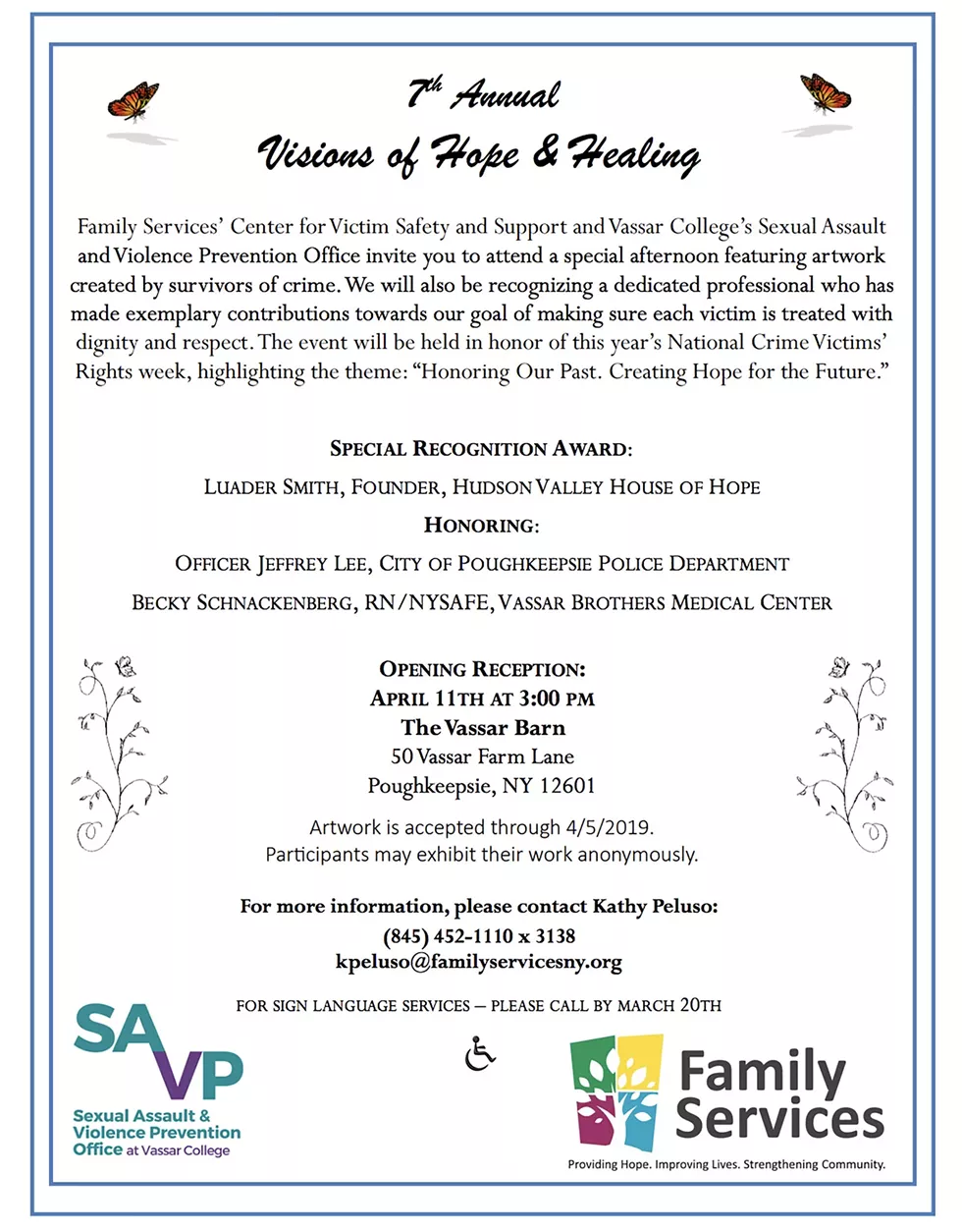 Vassar's Sexual Assault and Violence Prevention Office and the Center for Victim Safety and Support host 7th annual Visions of Hope and Healing Art Show at the Vassar Barn