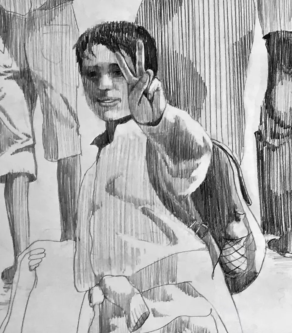 "Destination Unknown" detail of drawing