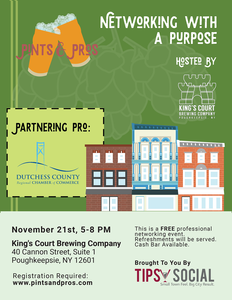 Pints & Pros at King's Court Brewery Flyer