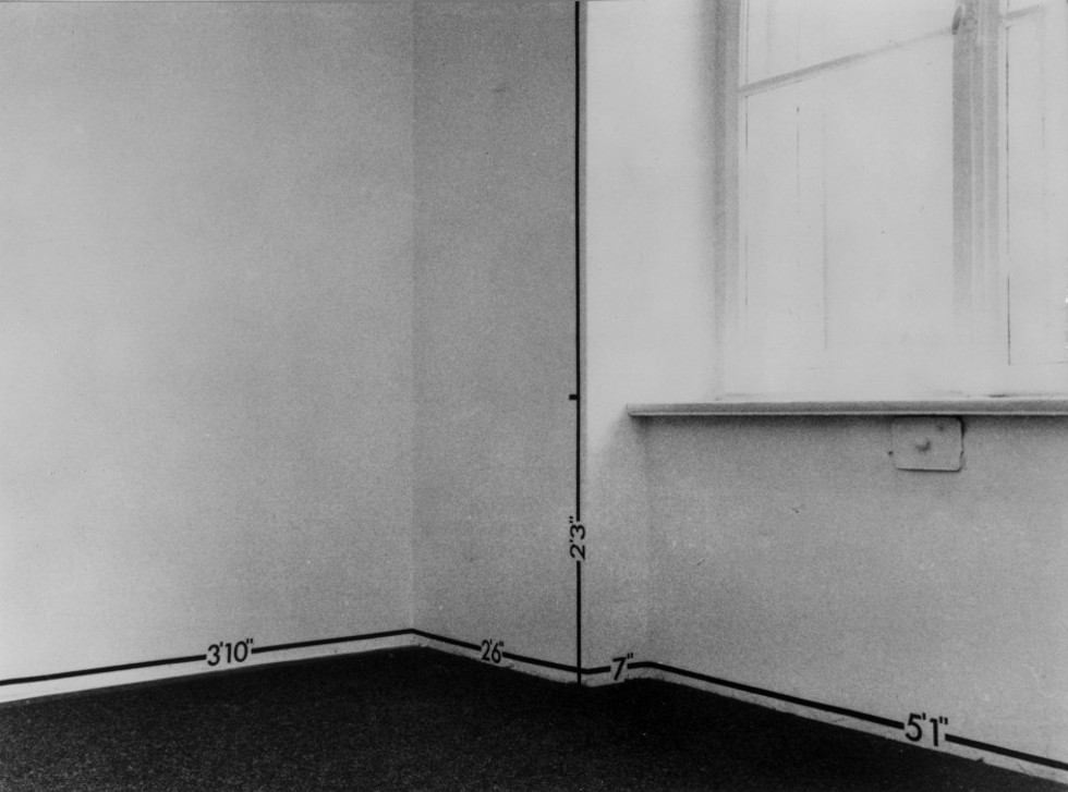 Mel Bochner, Measurement Room, 1969, installation view, Galerie Heiner Friedrich, Munich, 1969. Collection Museum of Modern Art, New York