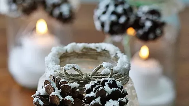 Image: Holiday Craft: Snowy Pinecone Luminaries