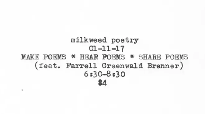 Image: Milkweed Poetry featuring Farrell Greenwald Brenner