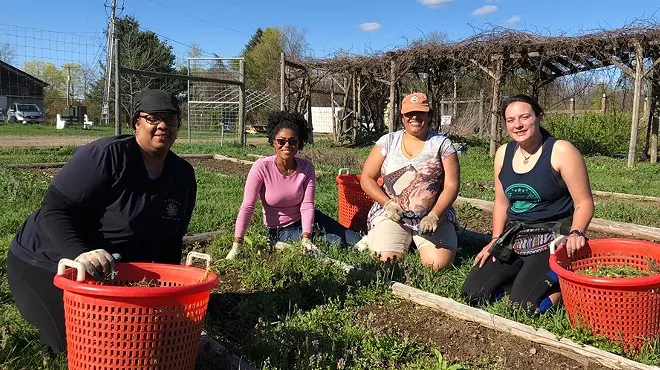 Image: Volunteer in PFP's Meditation Herb Garden