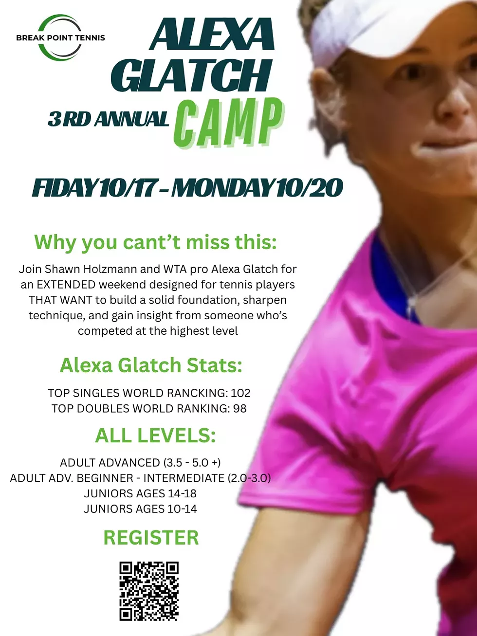 3rd Annual Alexa Glatch Tennis Camp