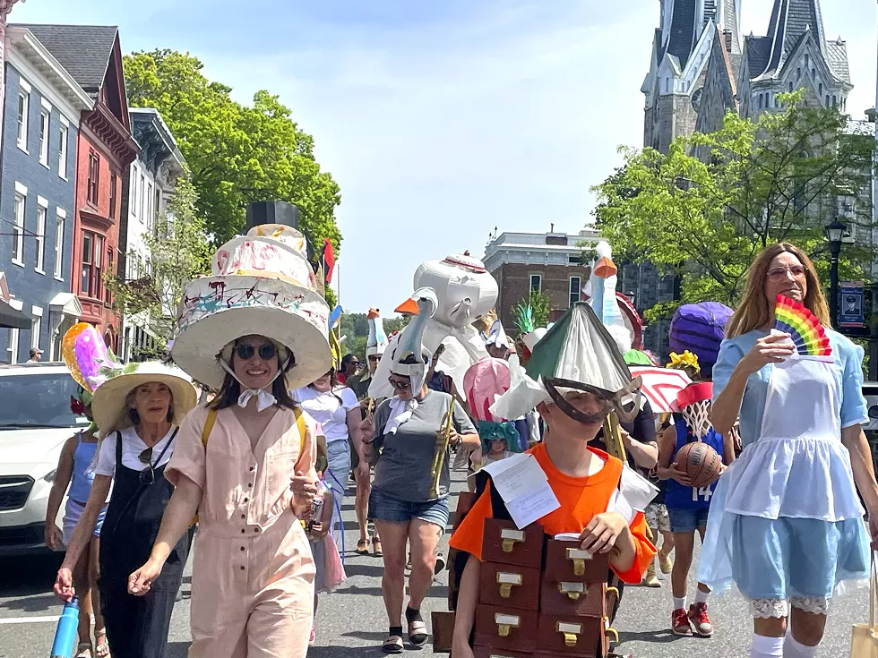 Mad Hatters strut their creations down Hudson's Warren Street