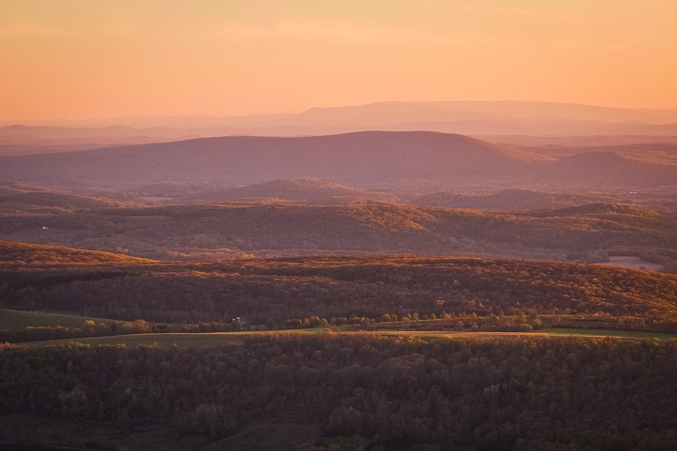 Stissing Mountain seen from Brace at sunset