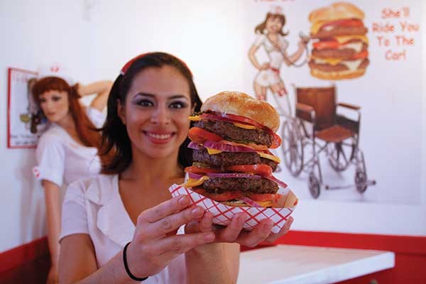 A burger from Las Vegas's Heart Attack Grill.