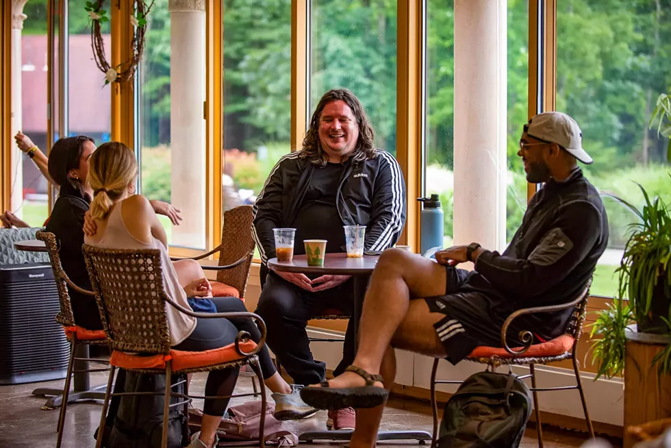 Enjoying Conversation at Kadampa World Peace Temple New York