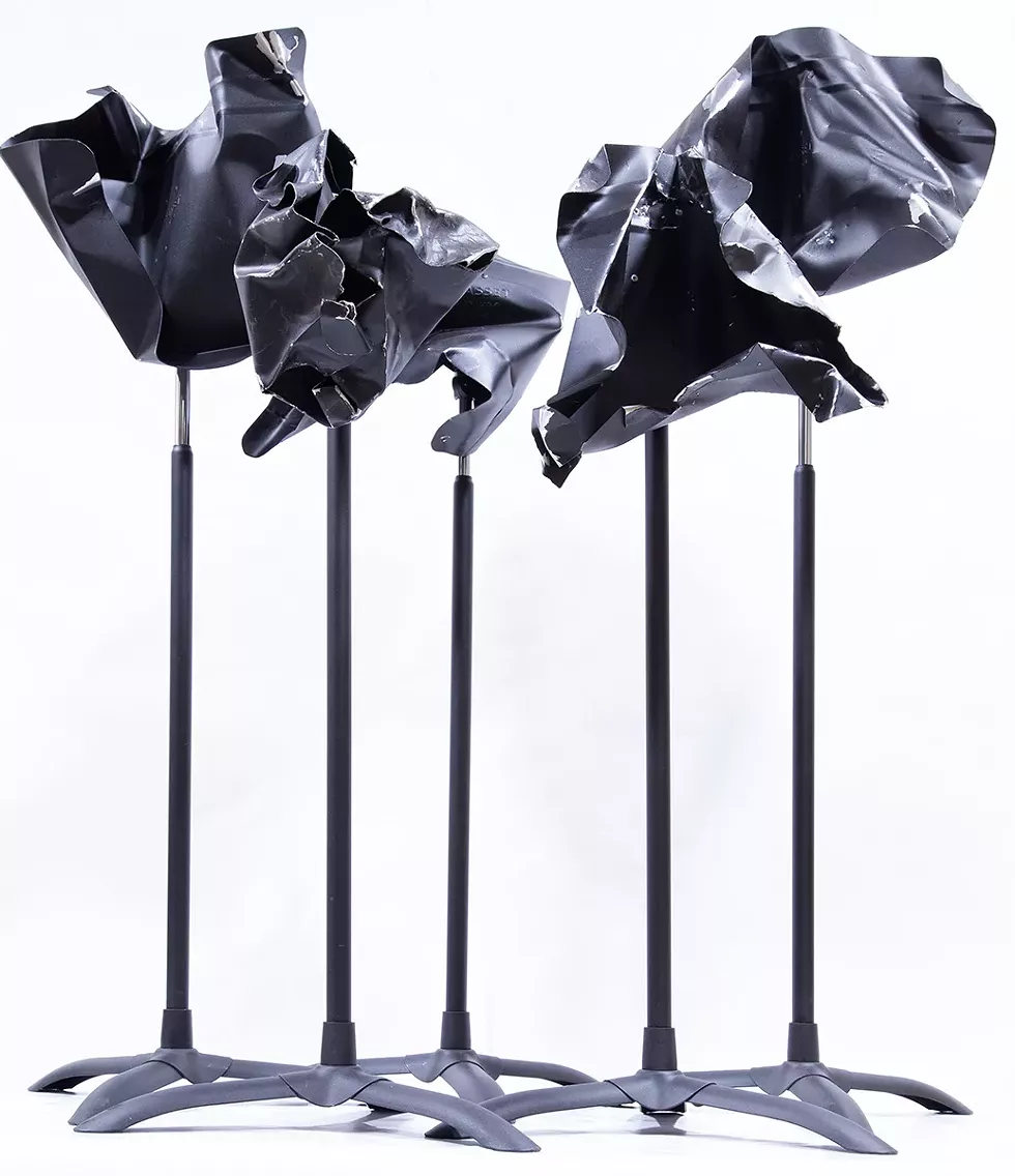 Crushed Music Stands, metal, 2024