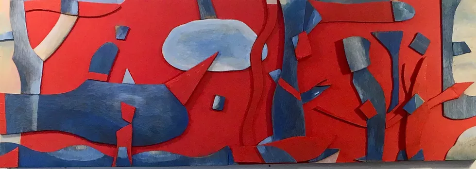 Untitled. Painted relief, wood & acrylic, 18&rdquo; x 48&rdquo;