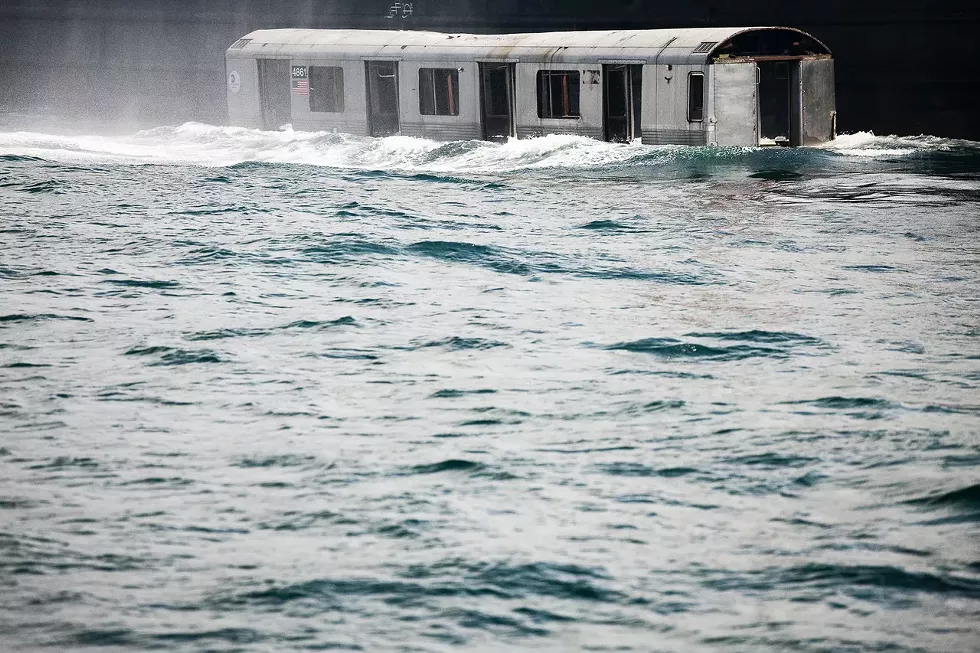 Stephen Mallon, &ldquo;Splish&rdquo; 30&rdquo;x45&rdquo; C-print photograph &ldquo;Next Stop Atlantic series&rdquo; (artificial reef building with subway cars in the Atlantic Ocean)
