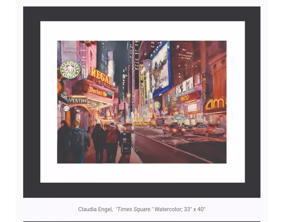 Claudia Engel,  "Times Square." Watercolor; 33" x 40"