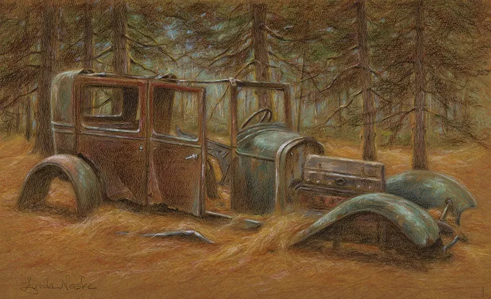 Bones in the Woods, colored pencil
