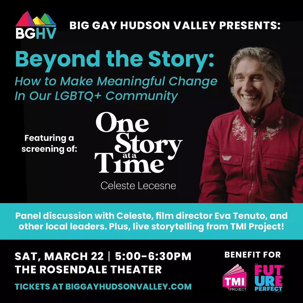 Join Big Gay Hudson Valley for a special afternoon at the Rosendale Theater designed to raise funds for the TMI Project and Future Perfect Foundation.
