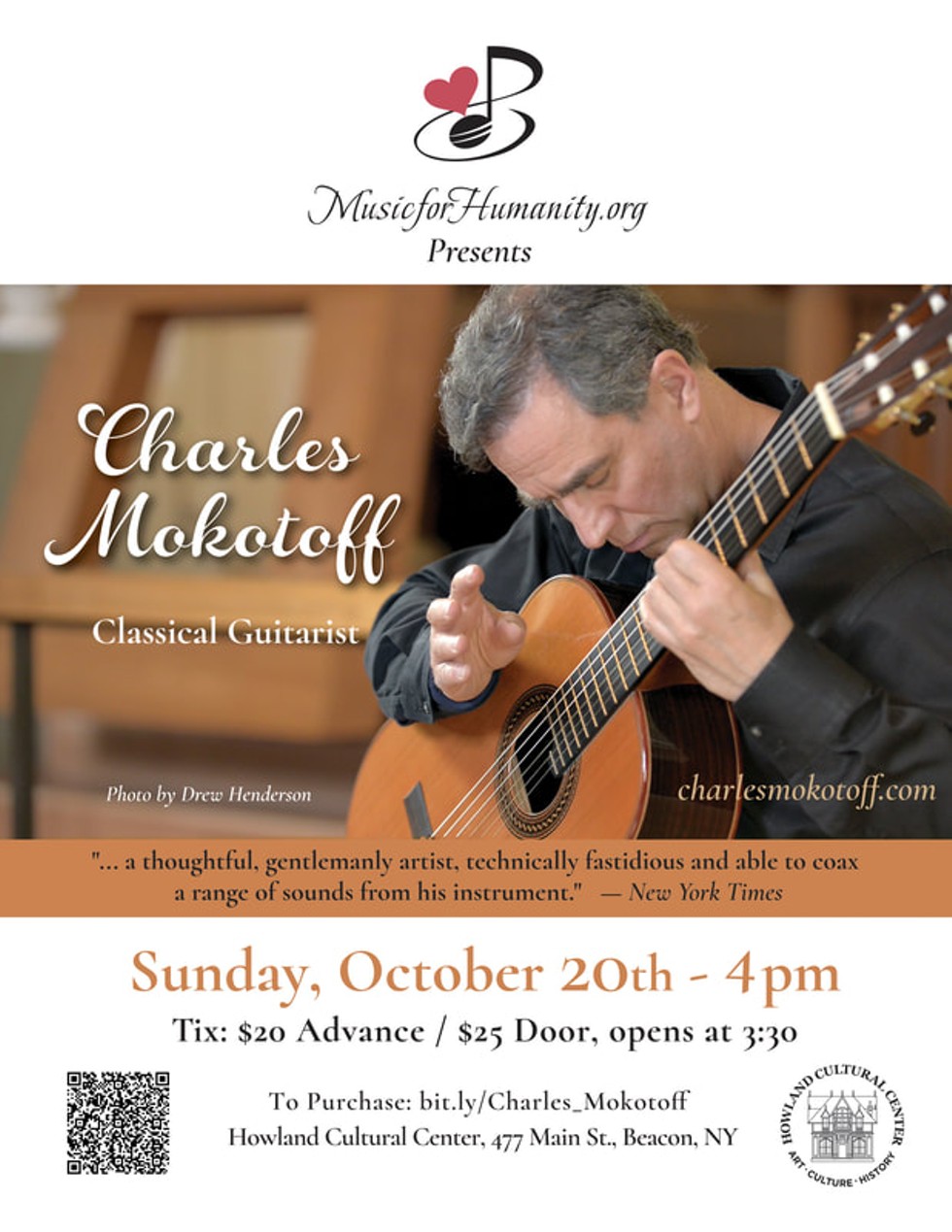 Charles Mokotoff - Classical Guitarist. Sunday, October 20 - 4 PM.