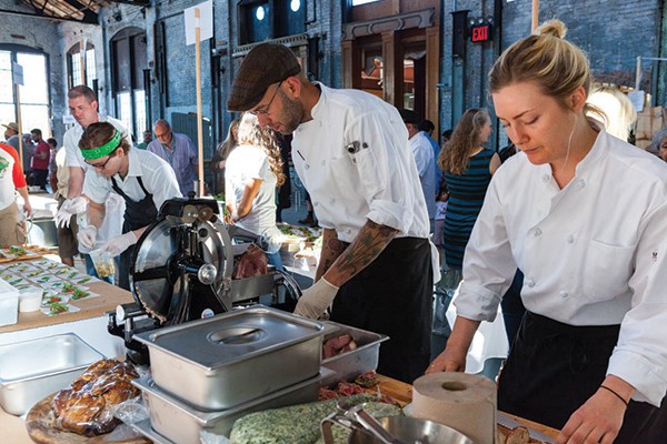 Chefs prepare ramp-based dishes at the third annual Ramp Fest at the Basilica Hudson on - May 4.