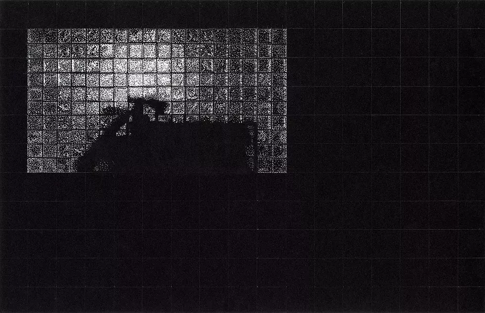 Shanti Grumbine, Floating Window #2, gel pen on black paper, 11x17 inches, 2023