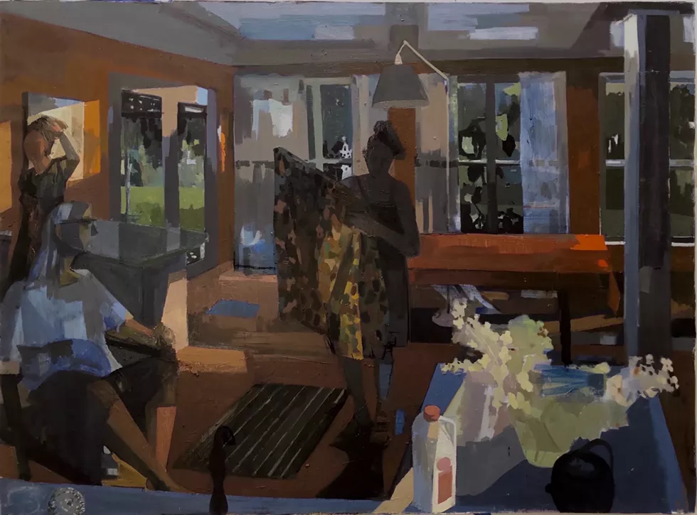 Susan Lichtman, Camo Jacket, 2019, oil on canvas, 14 x 20 in.