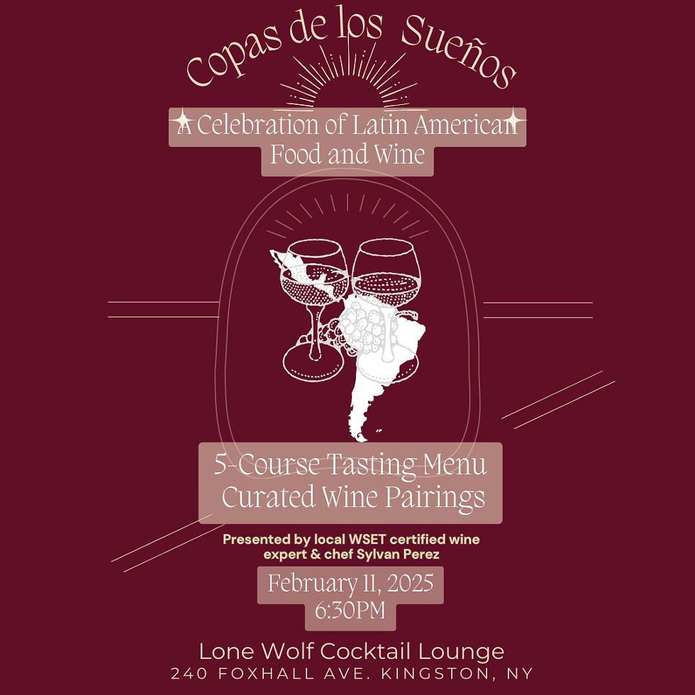 Presented by local WSET certified wine expert & chef Sylvan Perez