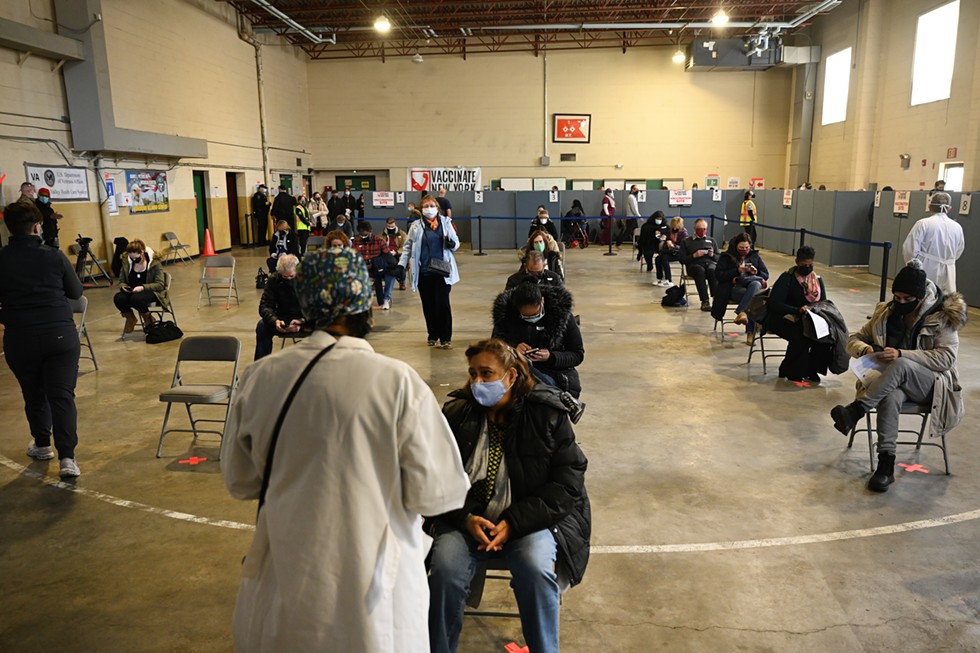 The mass vaccination site at the New York National Guard Armory in Yonkers last week.