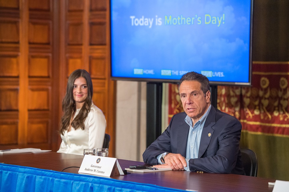 Governor Andrew Cuomo delivers a Mother's Day coronavirus briefing in Albany.