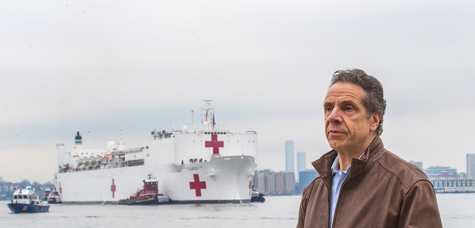 The USNS Comfort, a 1,000-bed hospital ship, arrived in New York Harbor today.