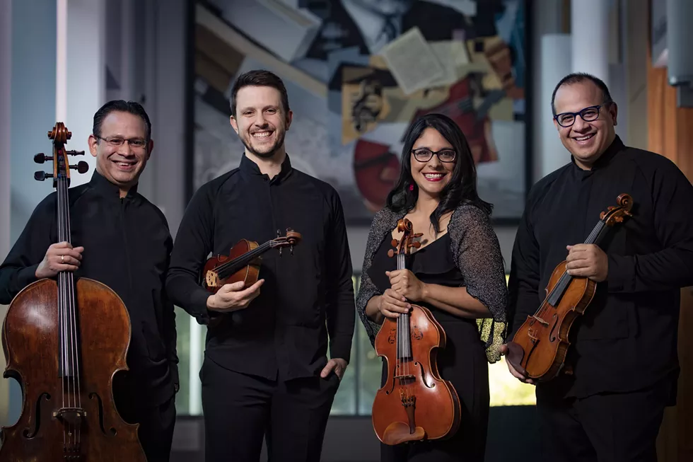 The Dal&iacute; Quartet: From left, Jesus Morales, Ari Isaacman-Beck, Adriana Linares, and Carlos Rubio.