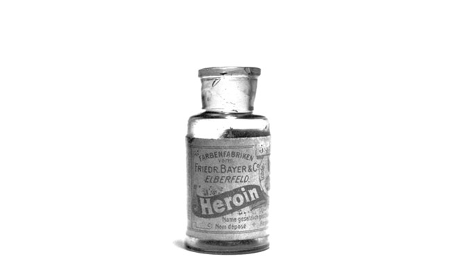 Vintage Bayer heroin pill bottle from the 1920s.