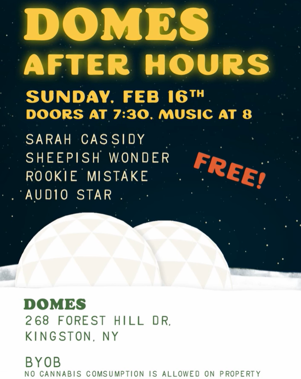 Domes After Hours - Sunday Night Music Series, Sunday Feb 16th