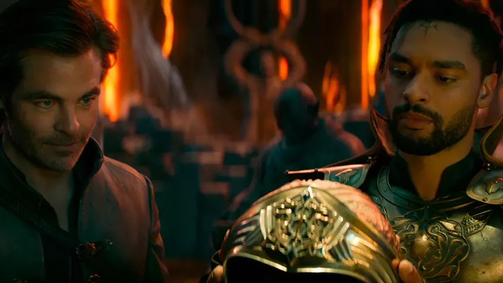 Chris Pine and Reg&eacute;-Jean Page star.