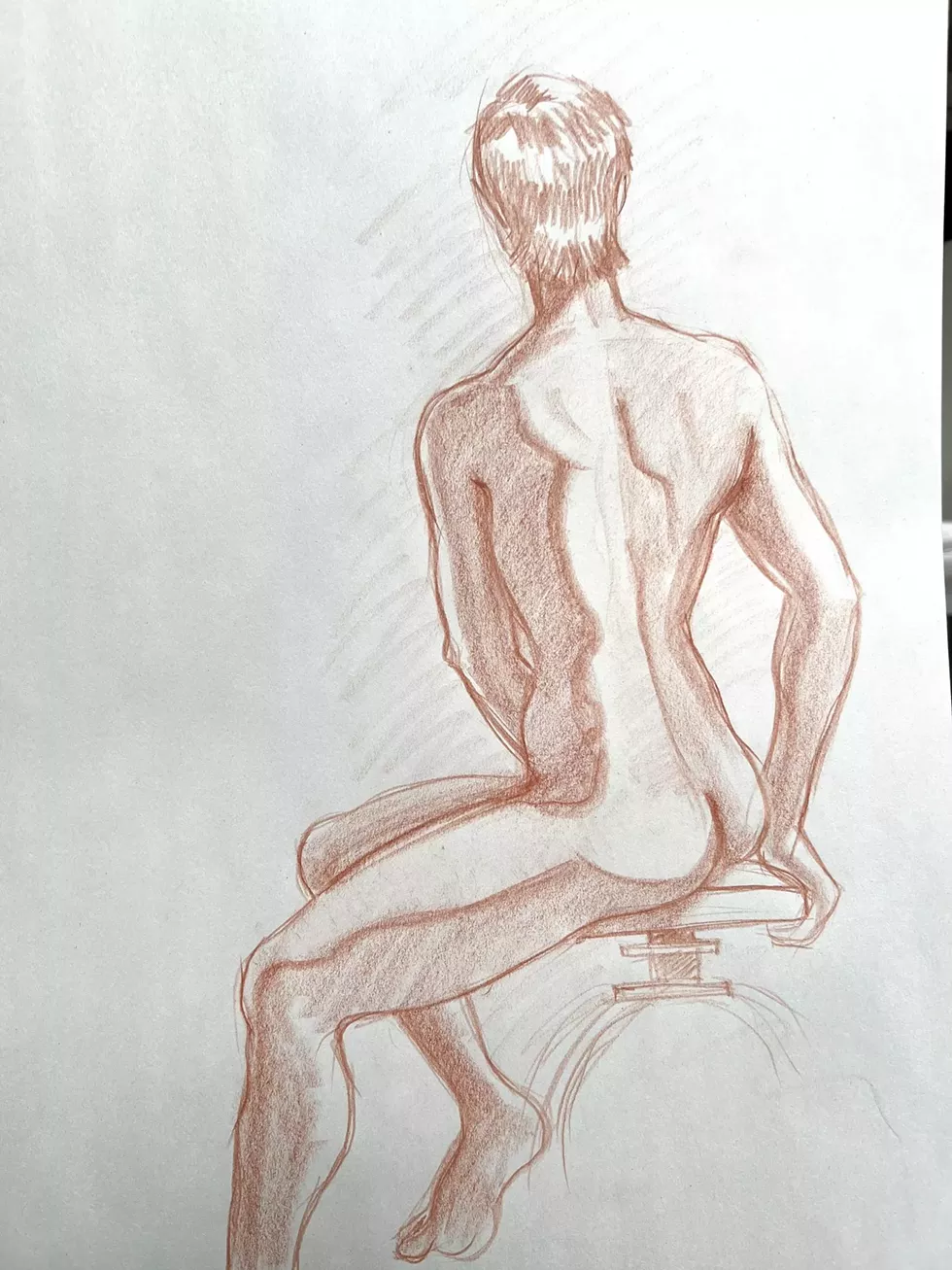 Back facing nude