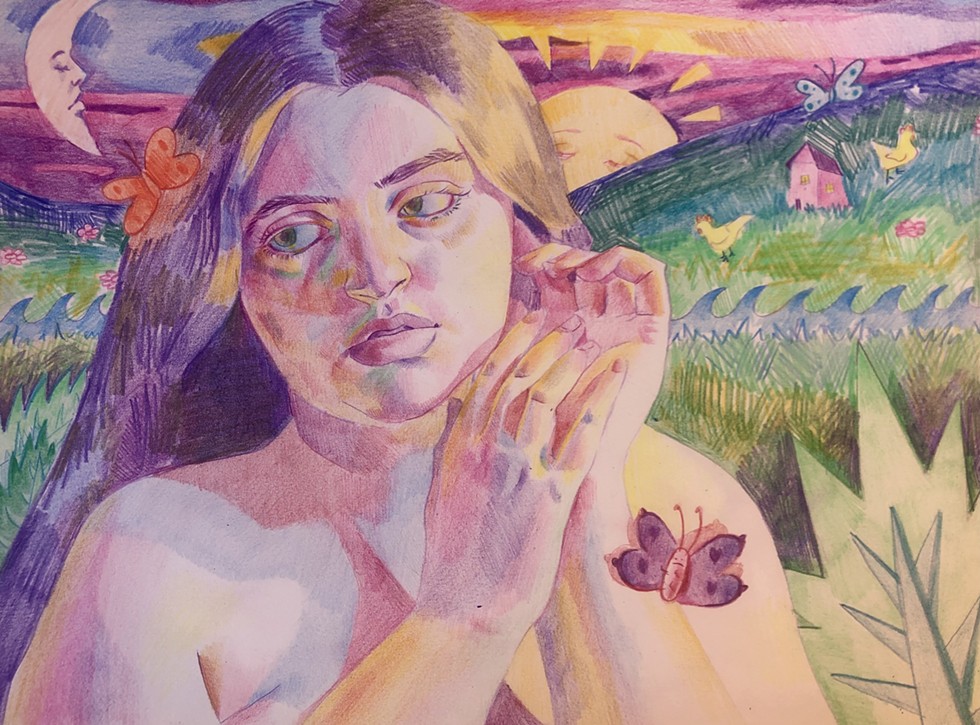 Summer, 2021, 9"x12", colored pencil on paper