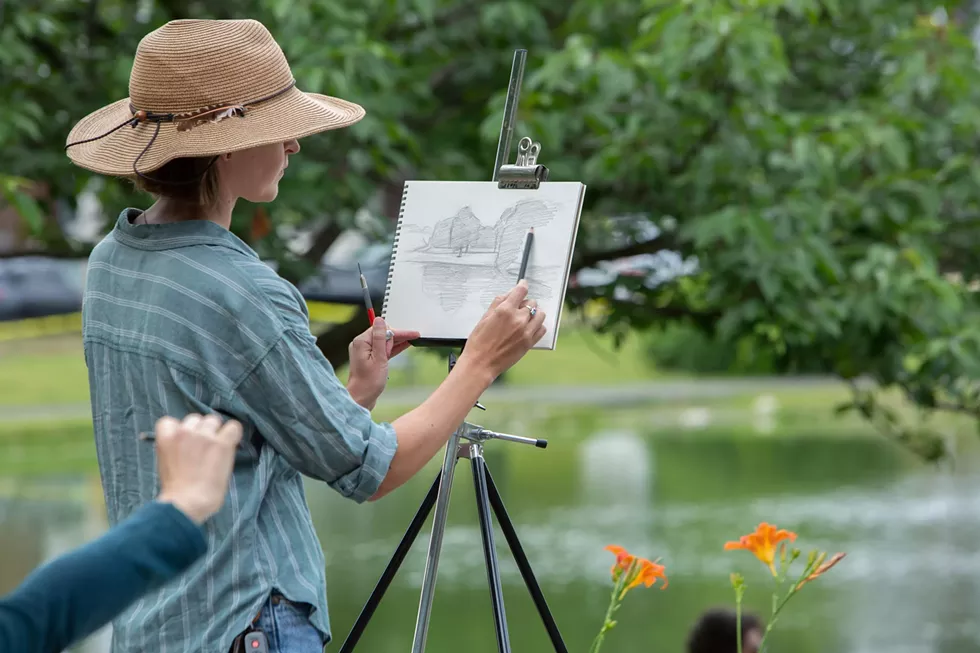 Free Plein Air Sketch workshop held on the Shelter House Patio in Downing Park Newburgh.
