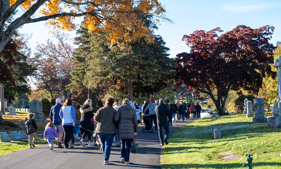 Participants in the Walking portion enjoying the beautiful fall day.