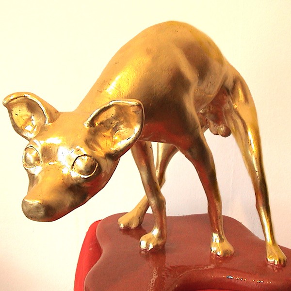 Dog Sculpture
May 27. 2024.
Ellenville, NY
The Golden Dog sculpture will be featured at the "Old, New & Stupid" Exhibition. The piece was made in 2004 in Poland and was featured at Art Rotterdam - Art Fair in the Netherlands in 2004