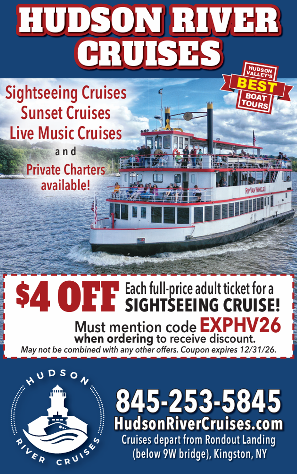 Hudson River Sightseeing Cruises - May to October - Hudson River Cruises