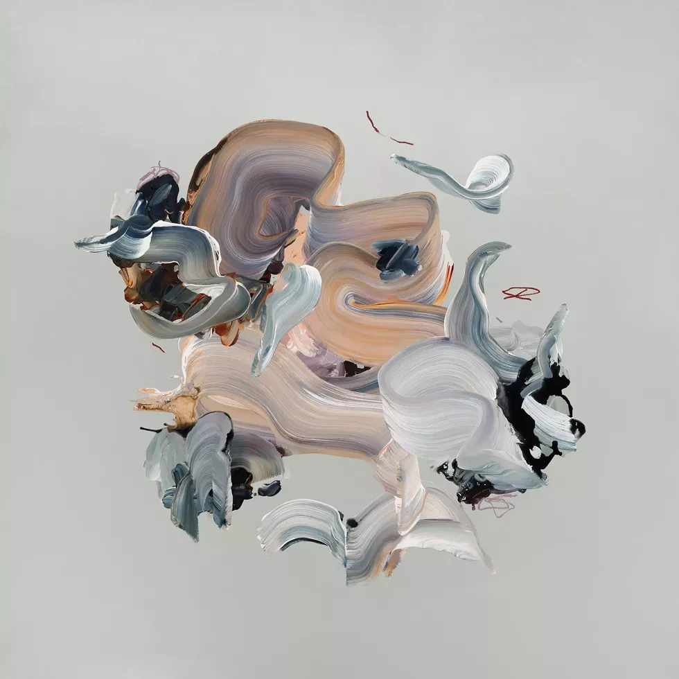Janna Watson, Lunch Poems, 2025, acrylic, gouache, oil pastel and ink on birch panel, 60 x 60 inches (Watson's paintings may be oriented in any direction)