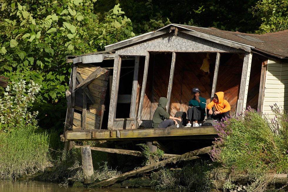 One the remaining fishing shanties along the Hudson River known as the Furgary Shacks. The structures, built on state land with mostly found materials, were used from the late 19th century until 2012, when people were forcibly removed. Demolition of the shacks began earlier this year.