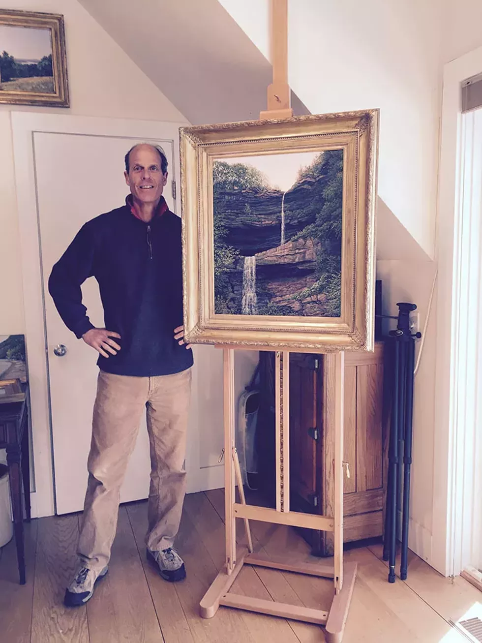 Tom Yost with painting Kaaterskill Falls