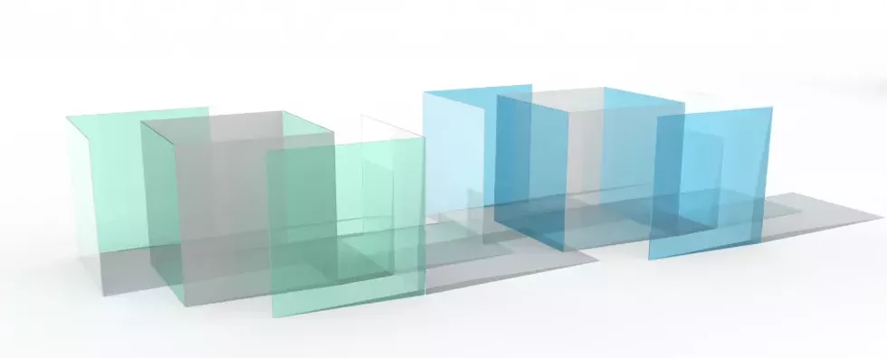 Larry Bell, Duo Nesting Boxes, 2021.