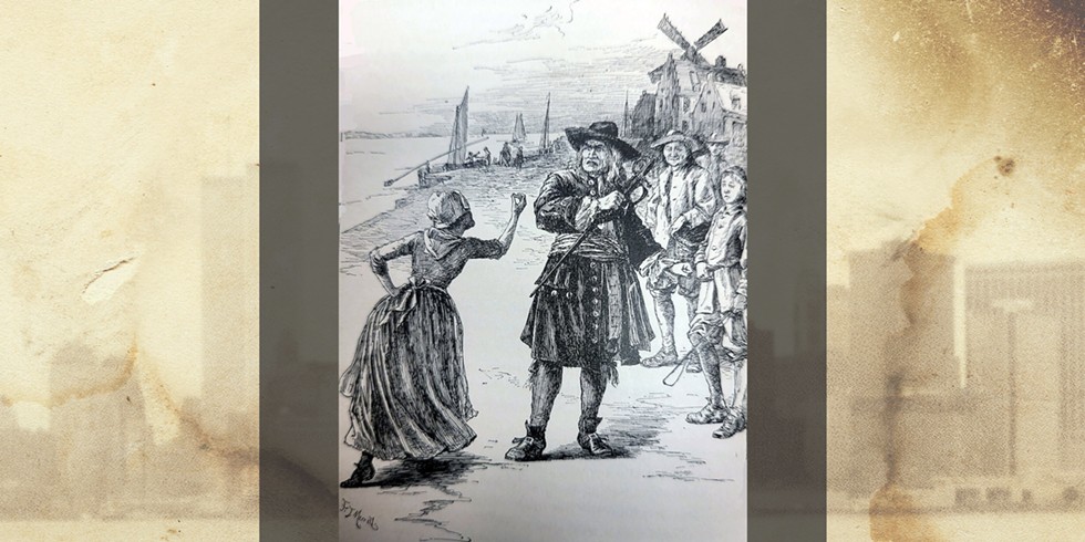 Illustration by F.T. Merrill, from Edwin Lassetter Bynner, The Begum's Daughter (1890), a novel about Leisler's Rebellion.