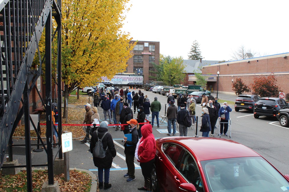 The line for early voting in Kingston on Sunday afternoon.