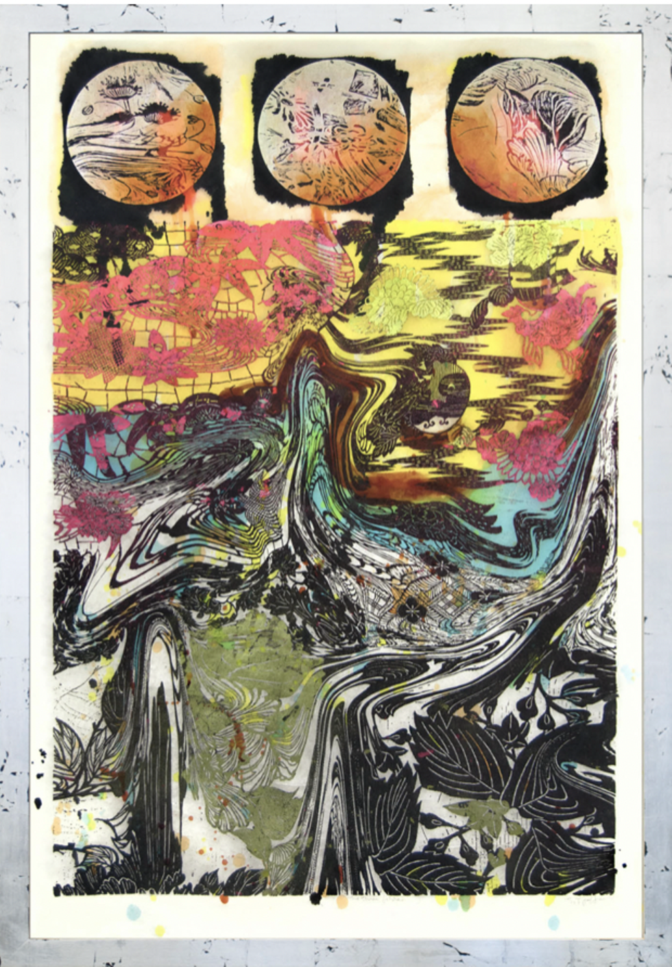 The Three Fishes, 2017, Woodcut, Edition of 30.
