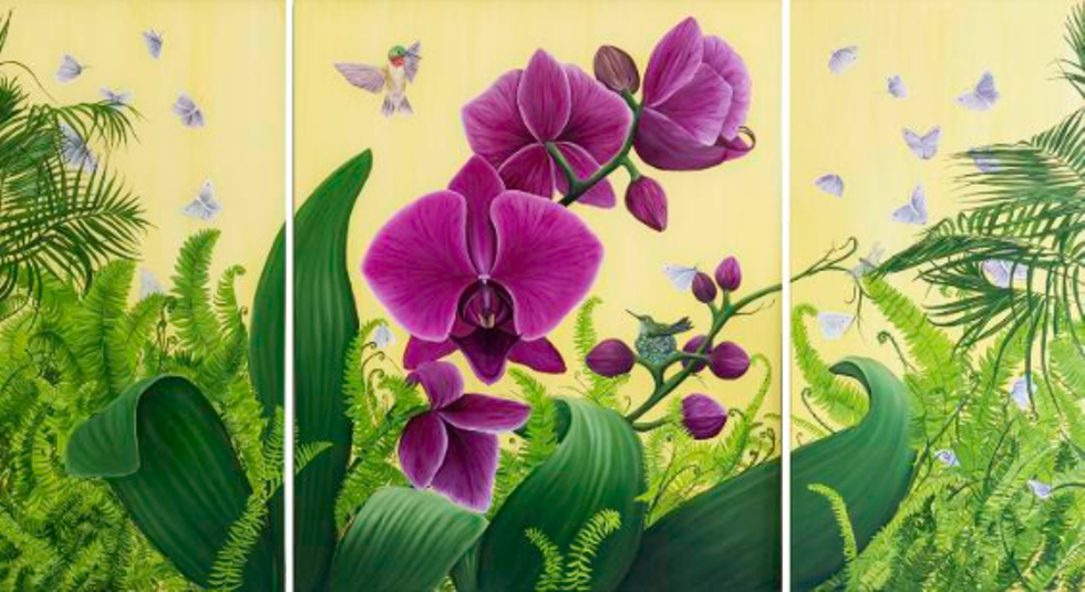 Allison Green, "Malia's Garden," (2021), oil on canvas, 72 X 132 inches
