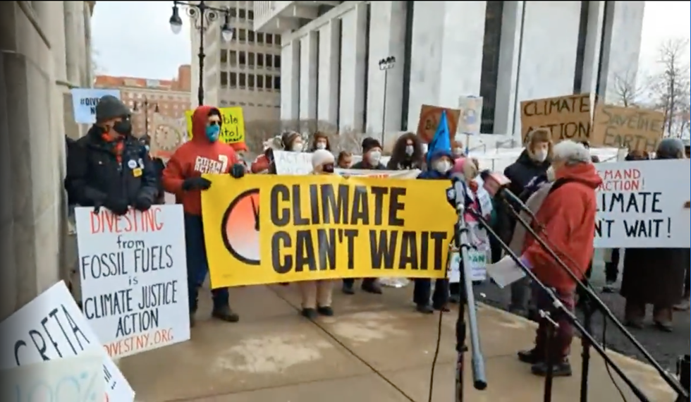 A coalition of climate groups demanded action in Albany last month.