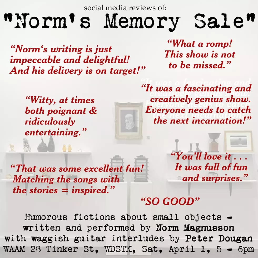 Reviews of "Norm's Memory Sale" with Peter Dougan