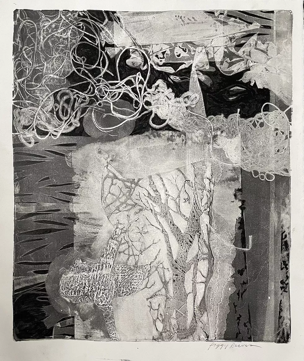"September to May" Monotype by Peggy Reeves